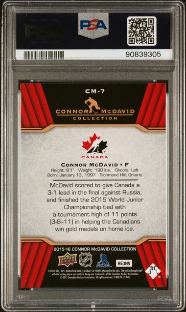 2015-16 Upper Deck Connor McDavid Collection #CM-7 Connor McDavid PSA 10 (Rookie) | Eastridge Sports Cards