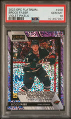 2023-24 O-Pee-Chee Platinum Violet Pixels #260 Brock Faber #050/299 PSA 10 (Rookie) | Eastridge Sports Cards