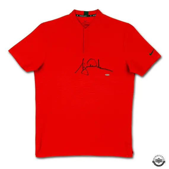 Tiger Woods Autographed Nike Dri-FIT Red TW 2020 Polo (Upper Deck Authenticated) | Eastridge Sports Cards