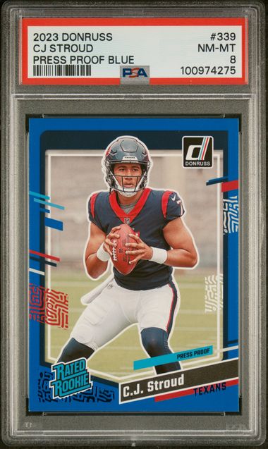 2023 Donruss Press Proof Blue #339 CJ Stroud PSA 8 (Rookie) | Eastridge Sports Cards