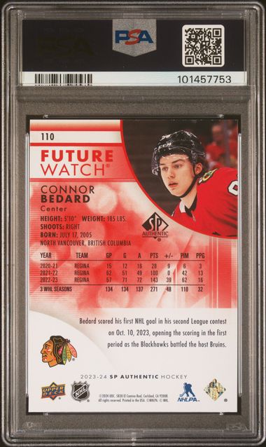 2023-24 SP Authentic Limited Red #110 Connor Bedard PSA 9 (Rookie) | Eastridge Sports Cards