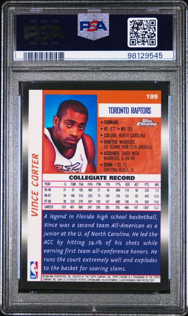 1998-99 Topps Chrome #199 Vince Carter PSA 6 (Rookie) | Eastridge Sports Cards