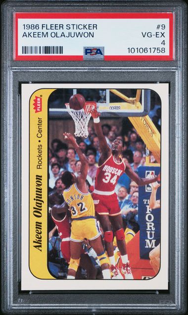 1986-87 Fleer Stickers #9 Akeem Olajuwon PSA 4 (Rookie) | Eastridge Sports Cards