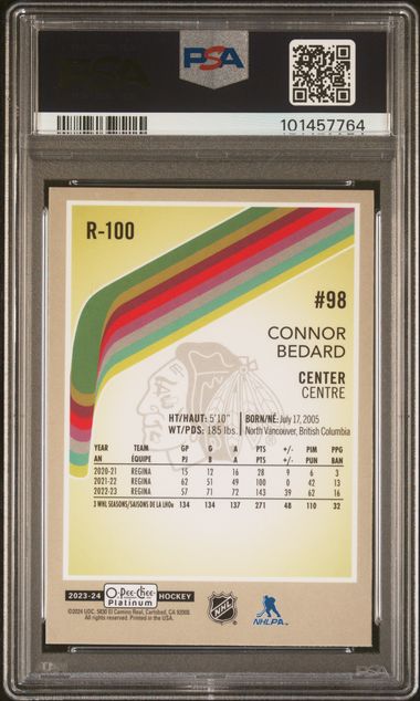 2023-24 O-Pee-Chee Platinum Retro #R100 Connor Bedard PSA 9 (Rookie) | Eastridge Sports Cards