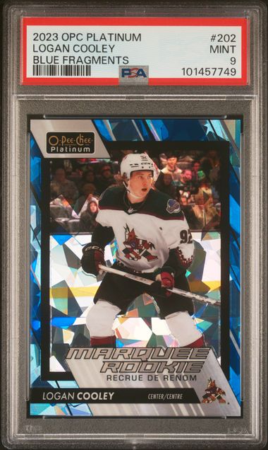 2023-24 O-Pee-Chee Platinum Blue Fragments #202 Logan Cooley #004/125 PSA 9 (Rookie) | Eastridge Sports Cards