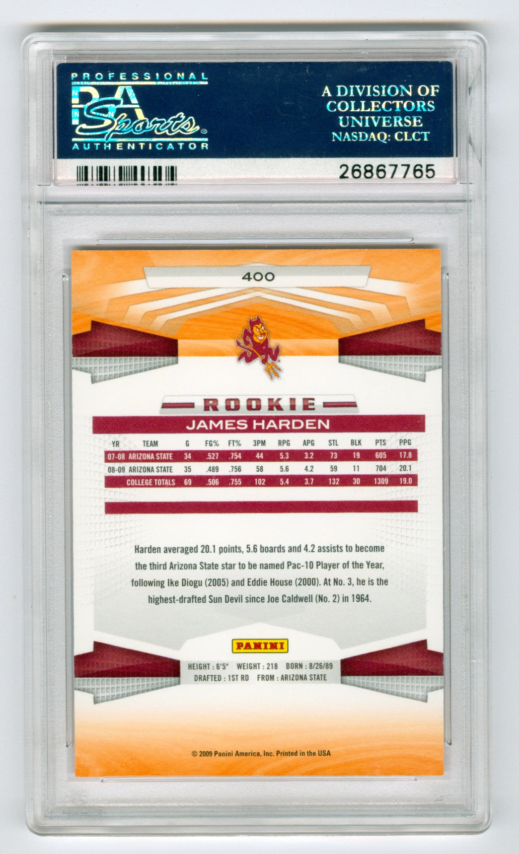 2009-10 Panini #400 James Harden PSA 10 (Rookie) | Eastridge Sports Cards