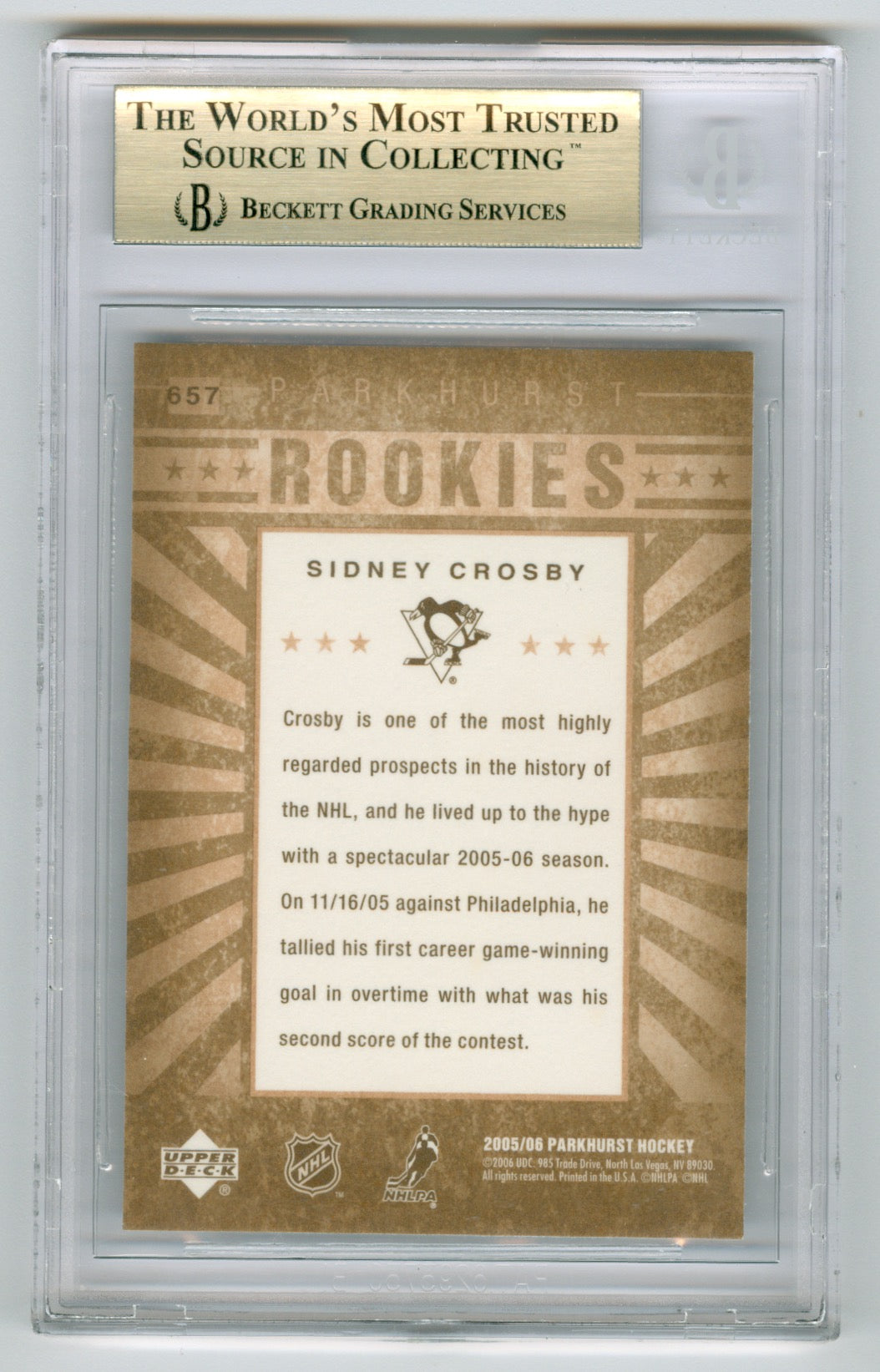 2005-06 Parkhurst #657 Sidney Crosby BGS 9.5 (Rookie) | Eastridge Sports Cards