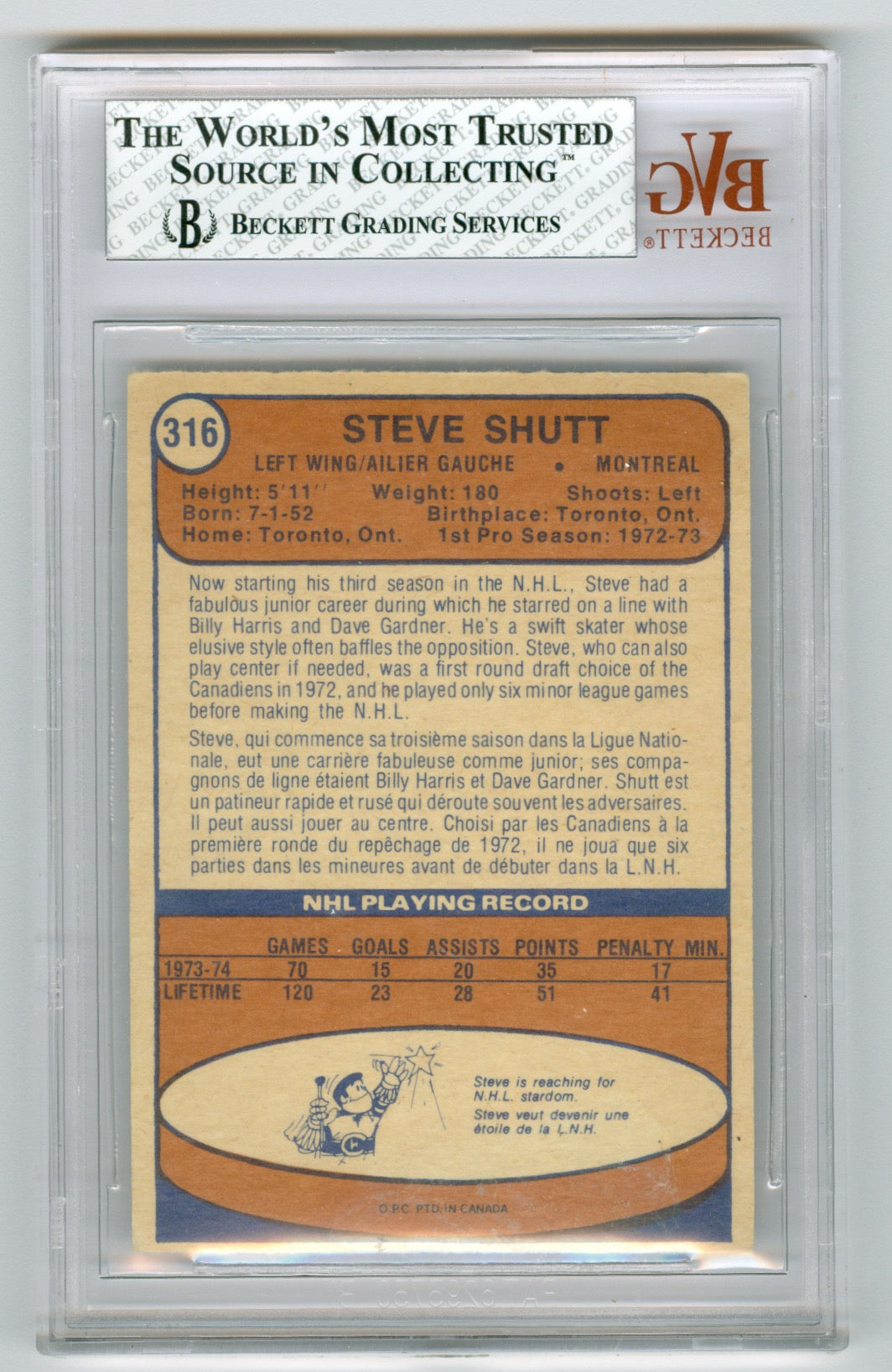 1974-75 O-Pee-Chee #316 Steve Shutt BGS 3.5 (Rookie) | Eastridge Sports Cards