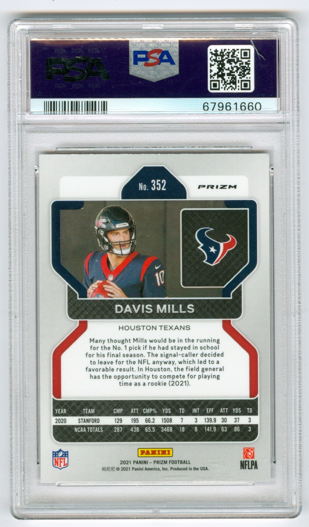 2021 Panini Prizm Prizms Red Ice #352 Davis Mills PSA 10 (Rookie) | Eastridge Sports Cards