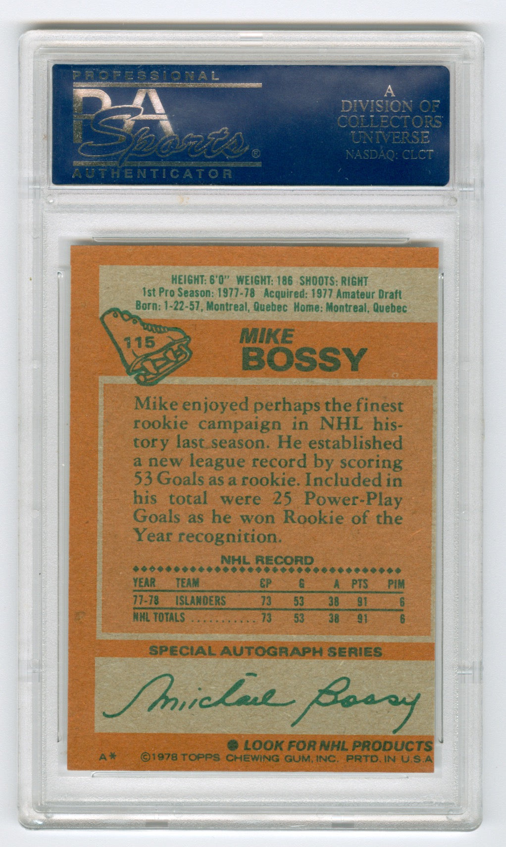 1978-79 Topps #115 Mike Bossy PSA 9(OC) (Rookie) | Eastridge Sports Cards