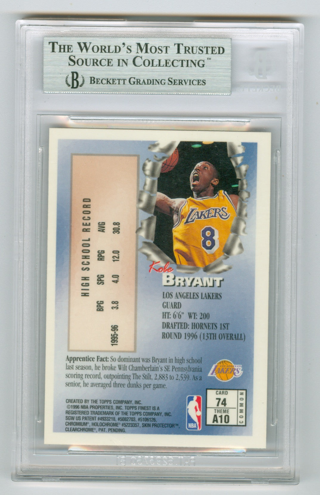 1996-97 Finest #74 Kobe Bryant BGS 8.5 (Rookie) | Eastridge Sports Cards