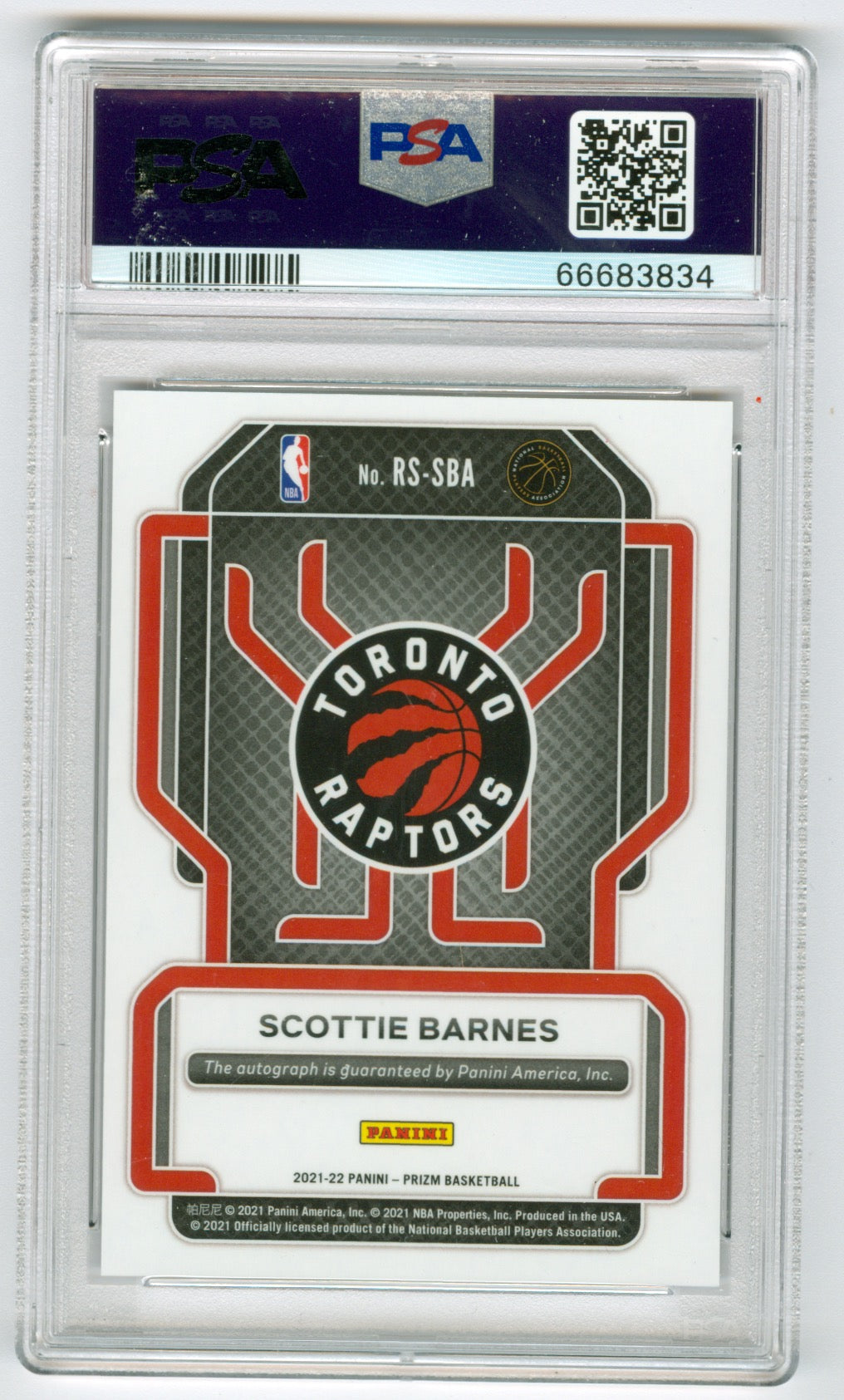 2021-22 Panini Prizm Rookie Signatures #4 Scottie Barnes PSA 9 (Auto 10) (Rookie) | Eastridge Sports Cards