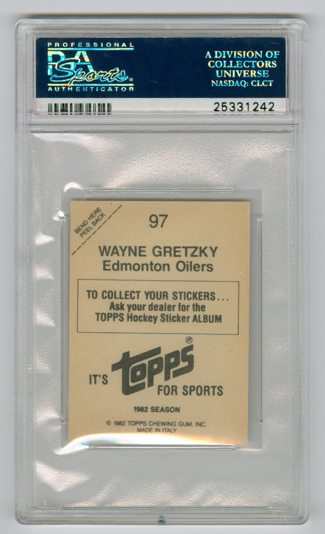 1982-83 Topps Stickers #97 Wayne Gretzky PSA 9 | Eastridge Sports Cards