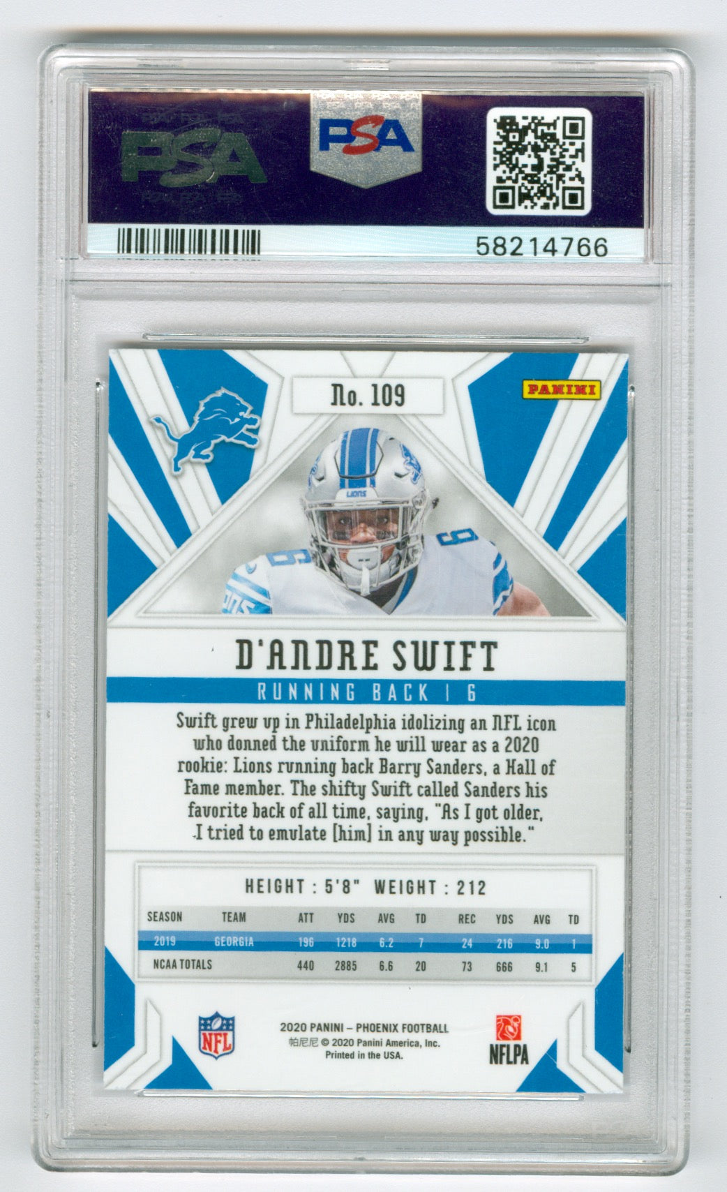 2020 Panini Phoenix Fire Burst #109 D'Andre Swift PSA 9 (Rookie) | Eastridge Sports Cards