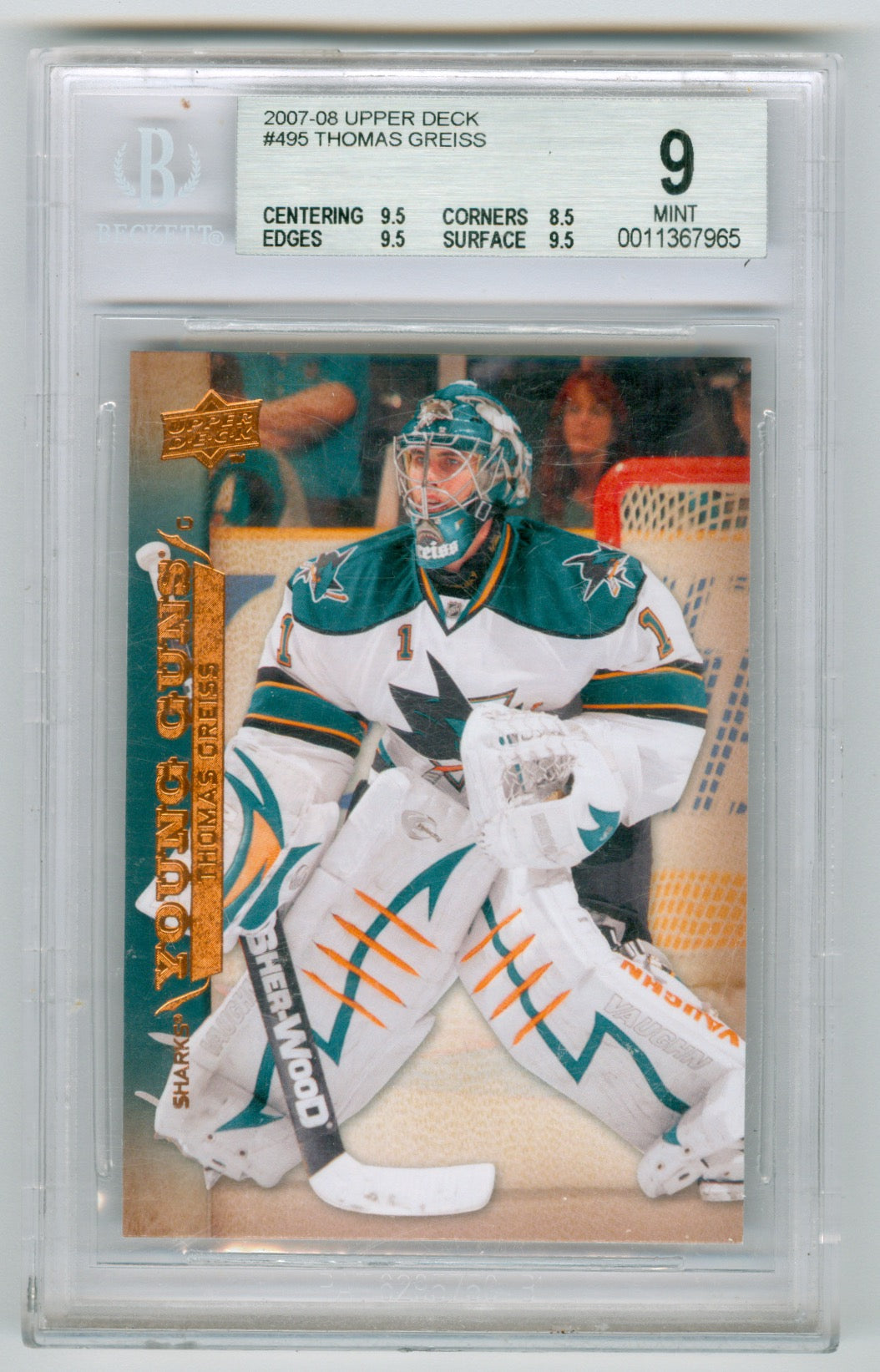 2007-08 Upper Deck #495 Thomas Greiss BGS 9 (Rookie) | Eastridge Sports Cards