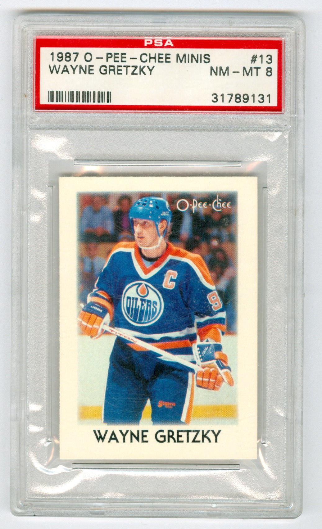 1987-88 O-Pee-Chee Minis #13 Wayne Gretzky PSA 8 | Eastridge Sports Cards