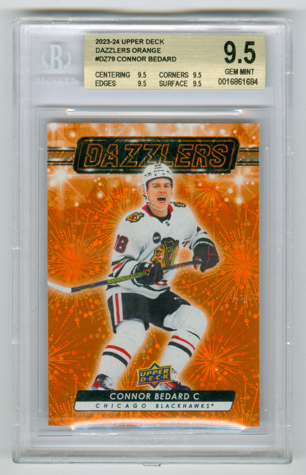 2023-24 Upper Deck Dazzlers Orange #DZ79 Connor Bedard BGS 9.5 (Rookie) | Eastridge Sports Cards