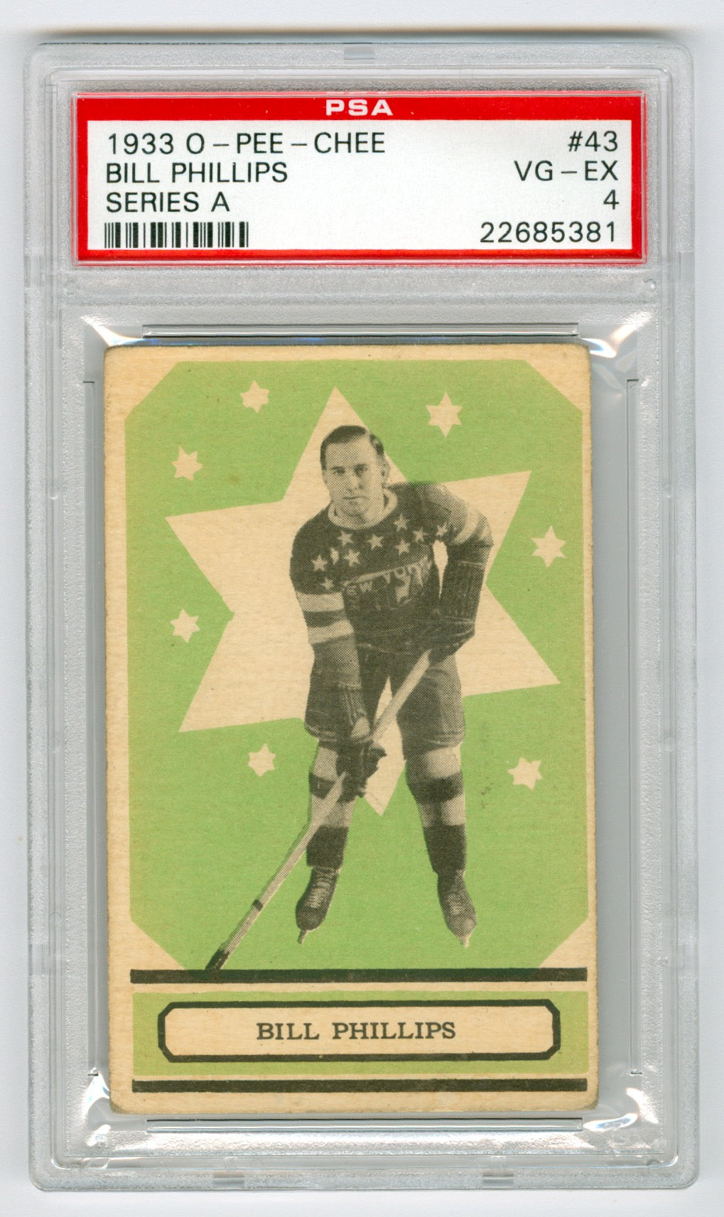 1933-34 O-Pee-Chee V304A Green #43 Bill Phillips PSA 4 (Rookie) | Eastridge Sports Cards