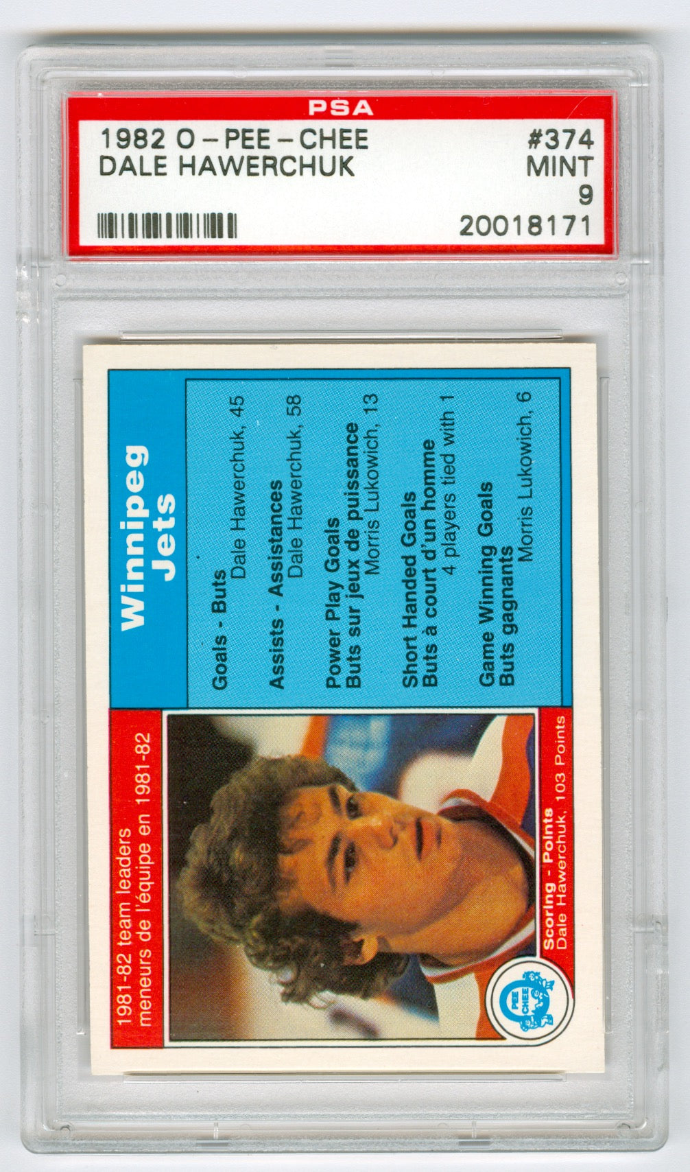 1982-83 O-Pee-Chee #380 Dale Hawerchuk PSA 9 | Eastridge Sports Cards