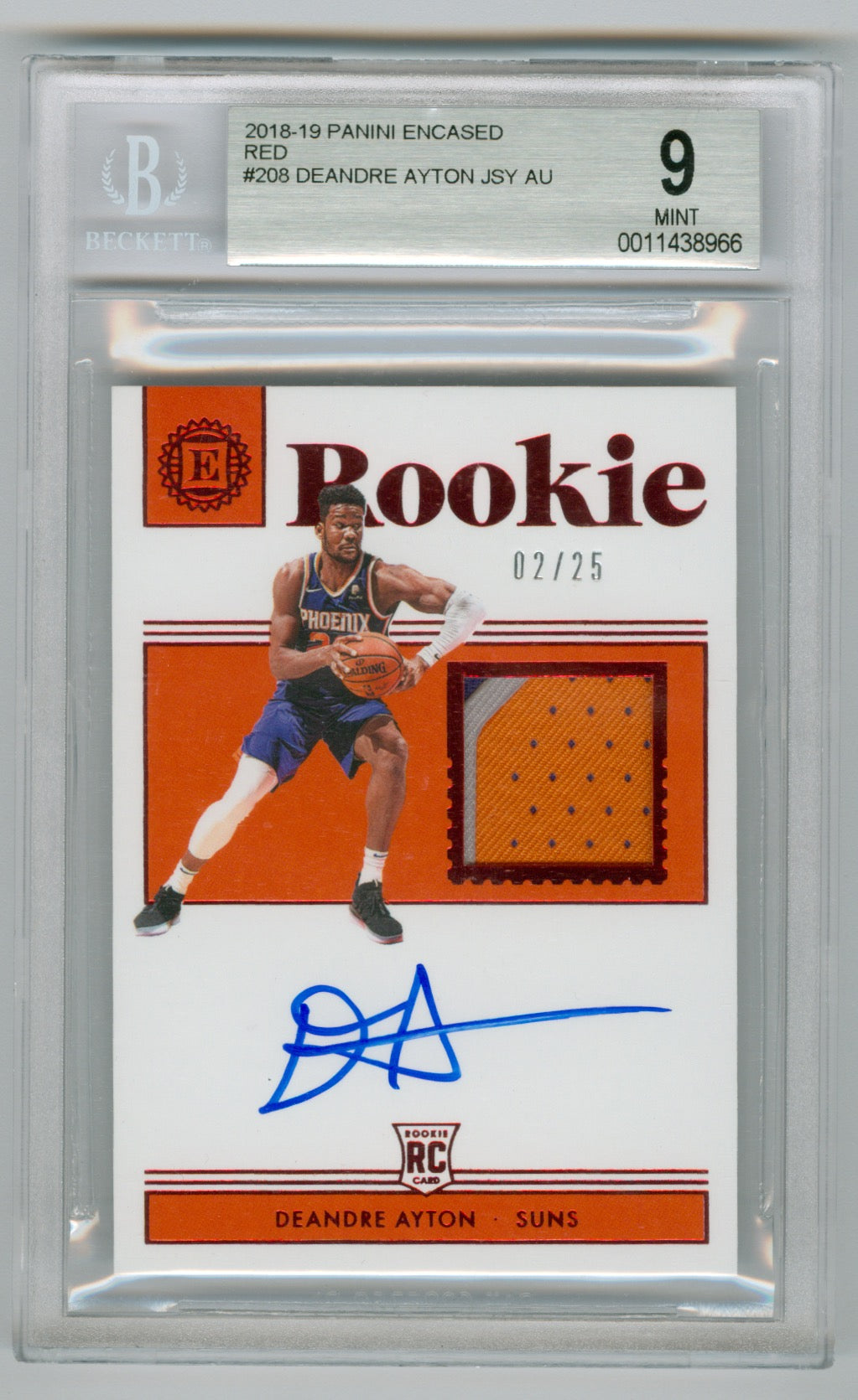 2018-19 Panini Encased Red #208 Deandre Ayton #02/25 BGS 9 (Auto 10) (Rookie) | Eastridge Sports Cards