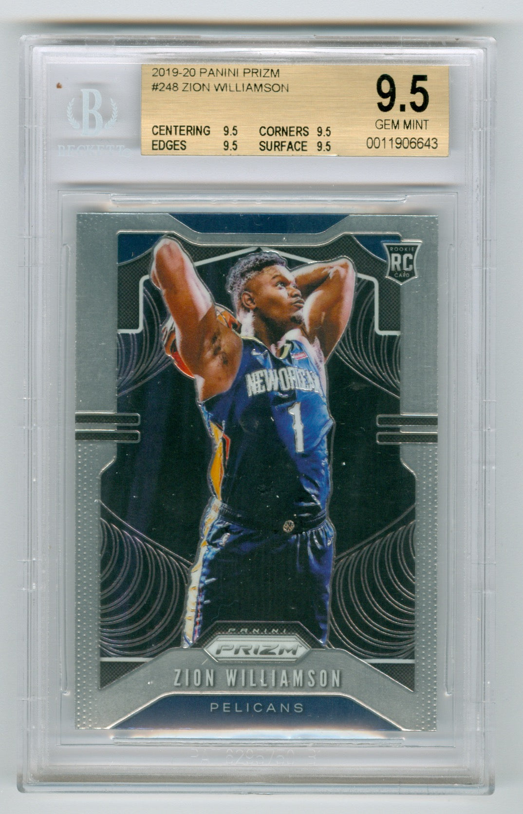 2019-20 Panini Prizm #248 Zion Williamson BGS 9.5 (Rookie) | Eastridge Sports Cards