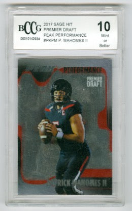 2017 Sage Hit Premier Draft Peak Performance #PKPM Patrick Mahomes II BCCG 10 (Rookie) | Eastridge Sports Cards