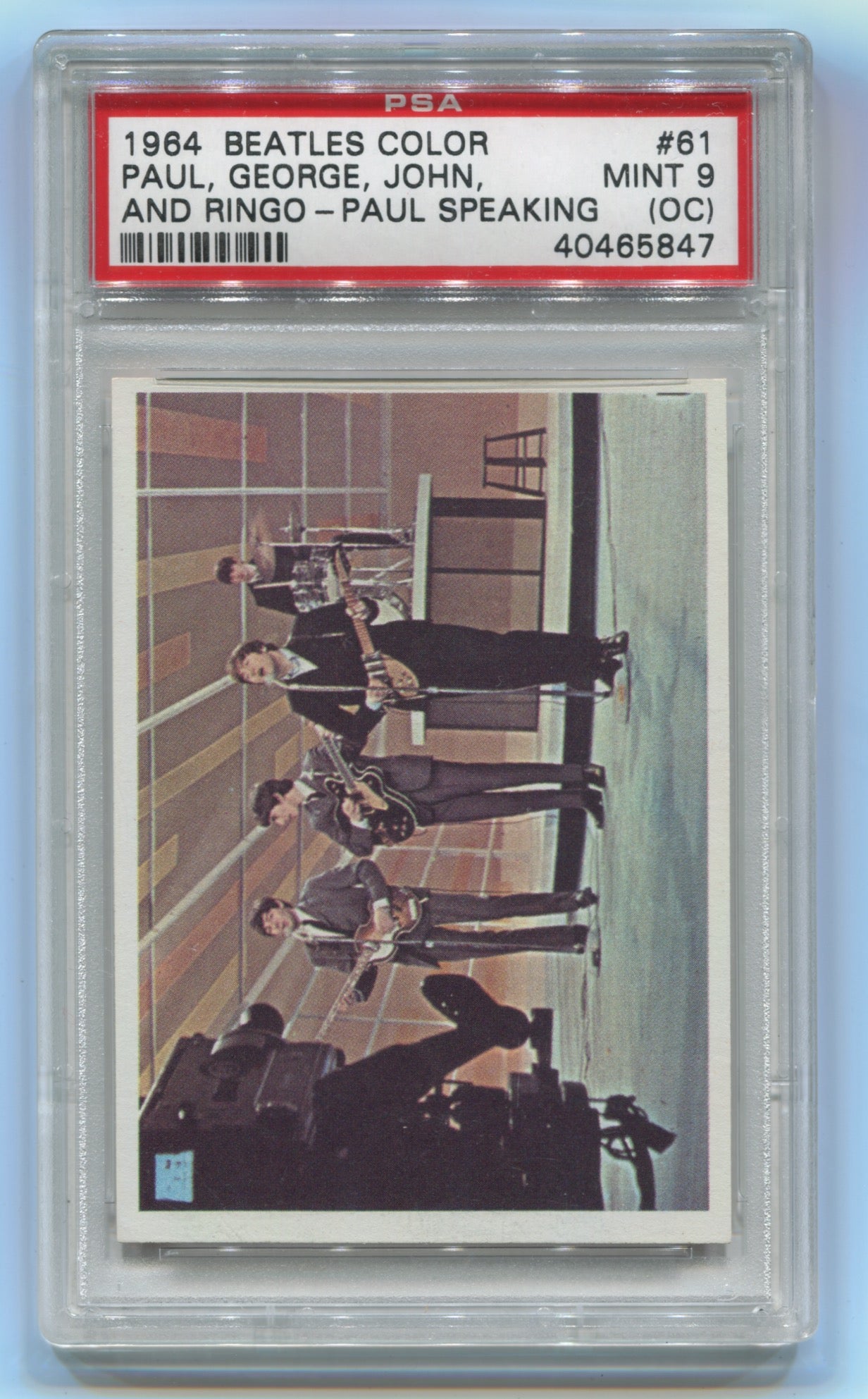 1964 O-Pee-Chee The Beatles Color #61 Paul, George, John and Ringo - Paul Speaking PSA 9(OC) | Eastridge Sports Cards