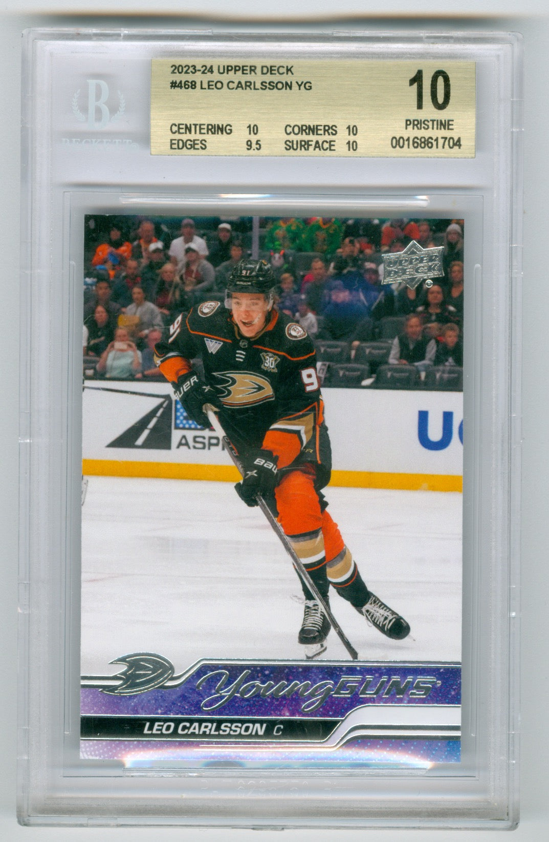 2023-24 Upper Deck #468 Leo Carlsson BGS 10 (Rookie) | Eastridge Sports Cards