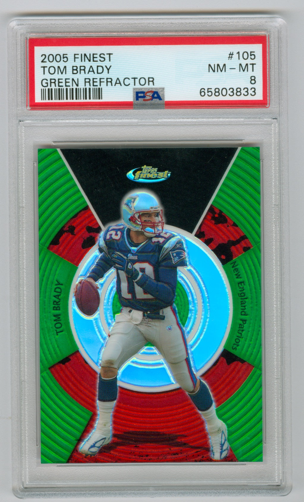 2005 Finest Green Refractors #105 Tom Brady #085/199 PSA 8 | Eastridge Sports Cards