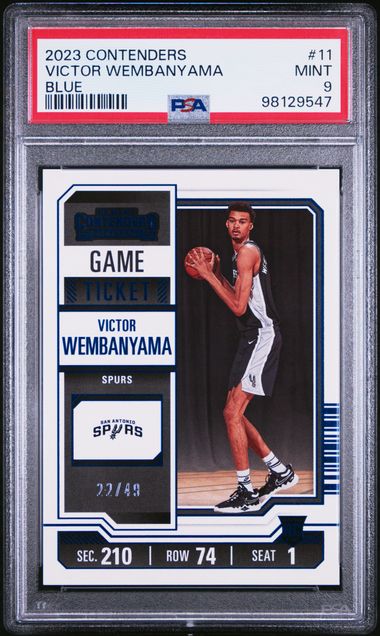 2023-24 Panini Contenders Game Ticket Blue #11 Victor Wembanyama #22/49 PSA 9 (Rookie) | Eastridge Sports Cards