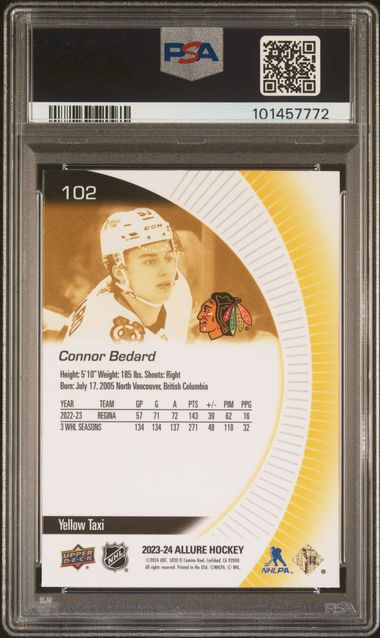 2023-24 Upper Deck Allure Yellow Taxi #102 Connor Bedard PSA 10 (Rookie) | Eastridge Sports Cards