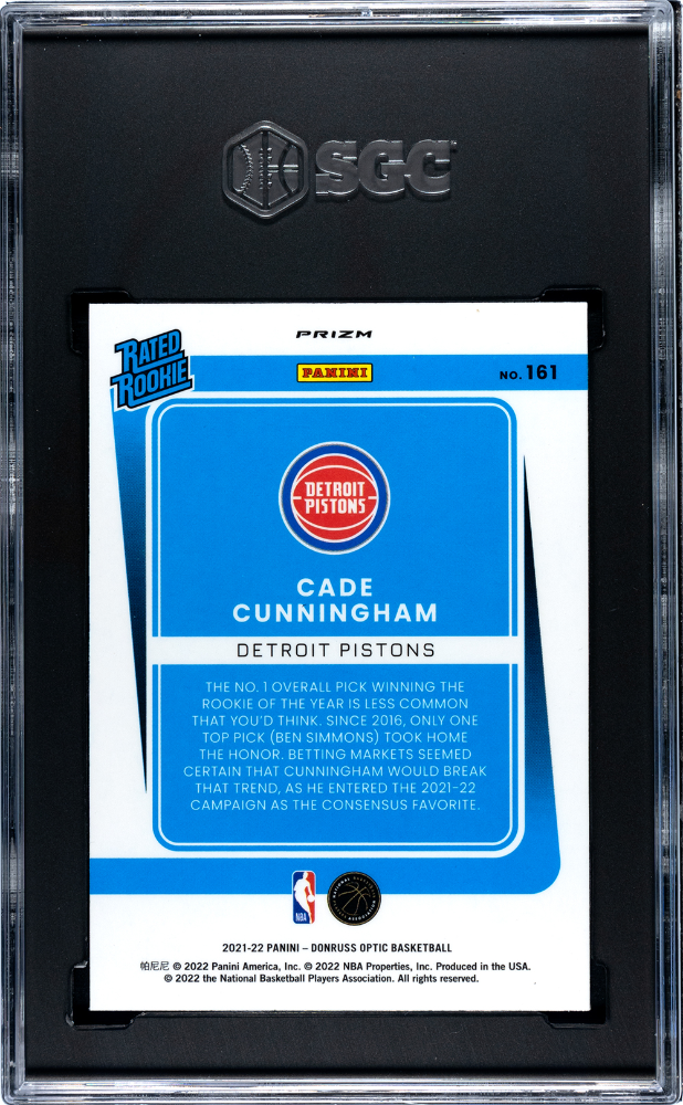 2021-22 Donruss Optic Blue Velocity #161 Cade Cunningham SGC 9.5 (Rookie) | Eastridge Sports Cards