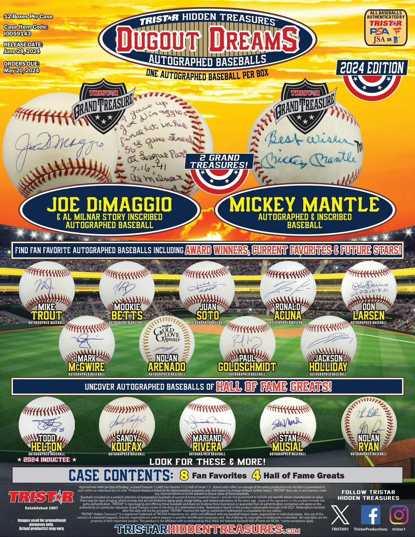 2024 Tristar Dugout Dreams Mystery Autographed Baseball | Eastridge Sports Cards