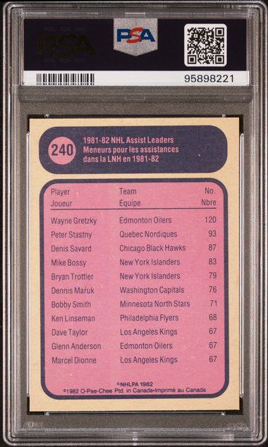 1982-83 O-Pee-Chee #240 Wayne Gretzky Assist Leader PSA 9 | Eastridge Sports Cards