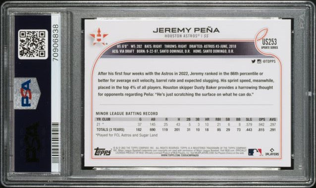 Jeremy Pena Houston Astros 2022 Topps Update # US253 Rookie