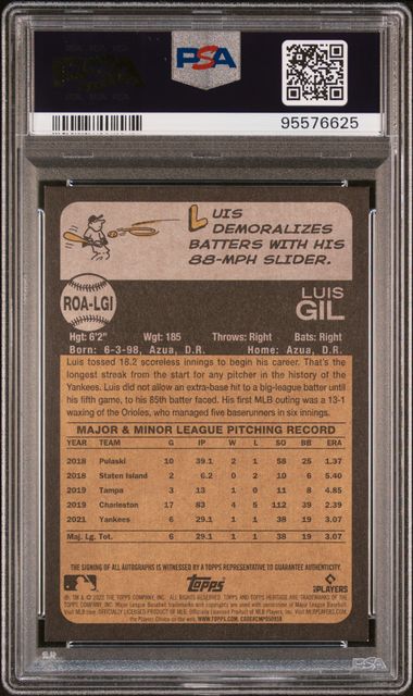 2022 Topps Heritage Real One Autographs #ROALGI Luis Gil PSA 9 (Rookie) | Eastridge Sports Cards