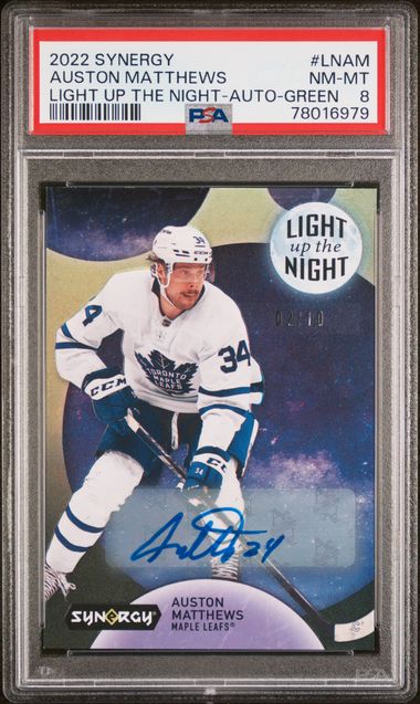 2022-23 Synergy Light Up the Night Green Autographs #LNAM Auston Matthews #02/10 PSA 8 | Eastridge Sports Cards