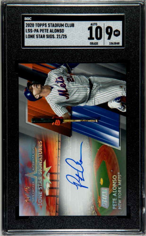 2020 Stadium Club Chrome Lone Star Signatures #LSSPA Pete Alonso #21/25 SGC 9 (Auto 10) | Eastridge Sports Cards