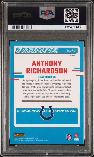 2023 Donruss Optic Preview Red and Green #343 Anthony Richardson PSA 10 (Rookie) | Eastridge Sports Cards