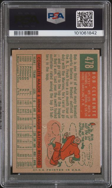 1959 Topps #478 Roberto Clemente PSA 3 | Eastridge Sports Cards