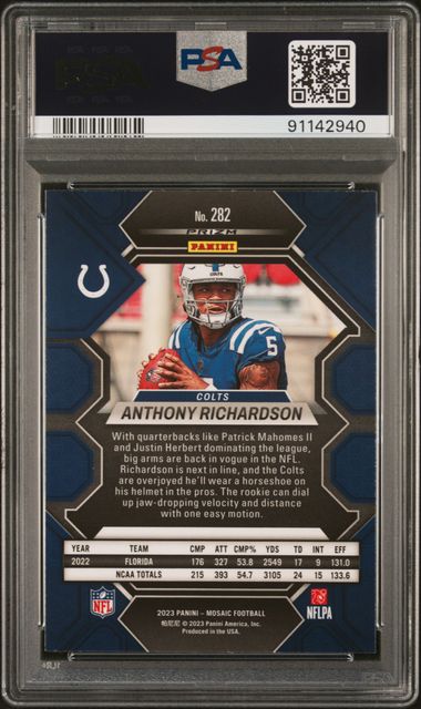 2023 Panini Mosaic Red Mosaic #282 Anthony Richardson PSA 10 (Rookie) | Eastridge Sports Cards