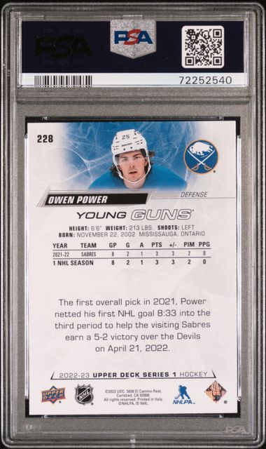 2022-23 Upper Deck #228 Owen Power PSA 9 (Rookie) | Eastridge Sports Cards