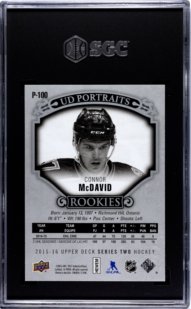 2015-16 Upper Deck UD Portraits #P100 Connor McDavid SGC 9 (Rookie) | Eastridge Sports Cards