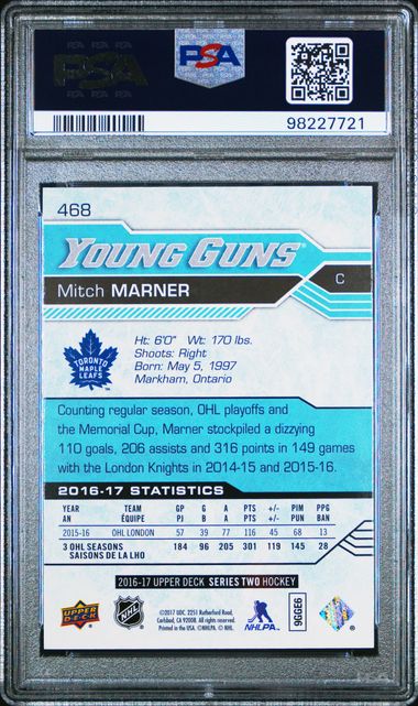 2016-17 Upper Deck #468 Mitch Marner PSA 9 (Rookie) | Eastridge Sports Cards