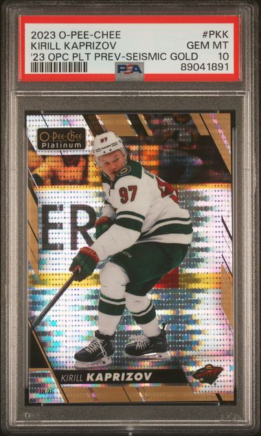 2023-24 O-Pee-Chee '23-24 OPC Platinum Previews Seismic Gold #PKK Kirill Kaprizov #13/25 PSA 10 | Eastridge Sports Cards