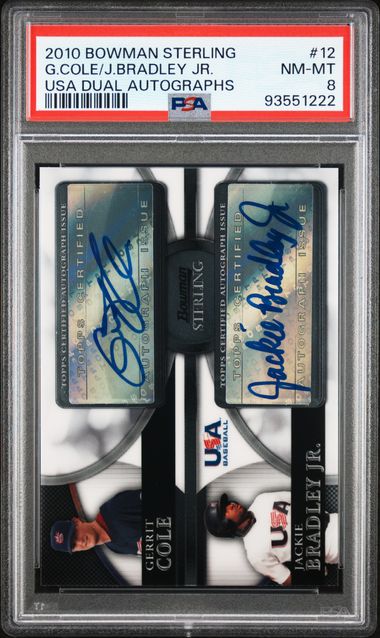 2010 Bowman Sterling USA Baseball Dual Autographs #BSDA12 Gerrit Cole/Jackie Bradley Jr. PSA 8 | Eastridge Sports Cards