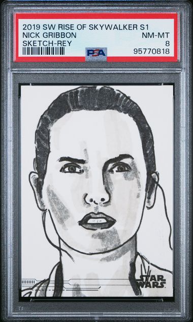 2019 Star Wars Rise of Skywalker Series 1 Rey Sketch by Nick Gribbon PSA 8 | Eastridge Sports Cards