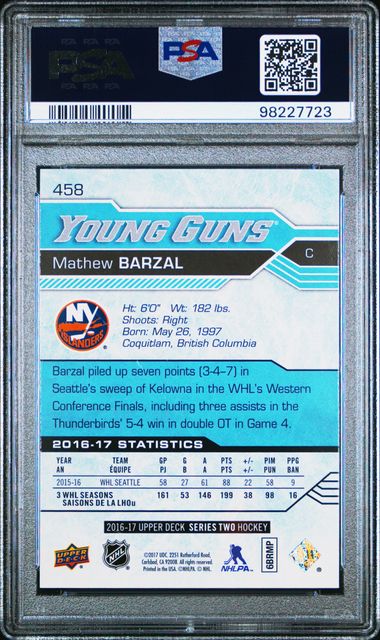 2016-17 Upper Deck #458 Mathew Barzal PSA 10 (Rookie) | Eastridge Sports Cards