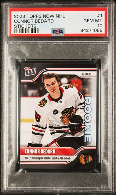 2023-24 Topps Now NHL Stickers #1 Connor Bedard PSA 10 (Rookie) | Eastridge Sports Cards