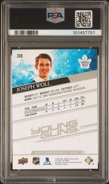 2020-21 Upper Deck #208 Joseph Woll PSA 10 (Rookie) | Eastridge Sports Cards